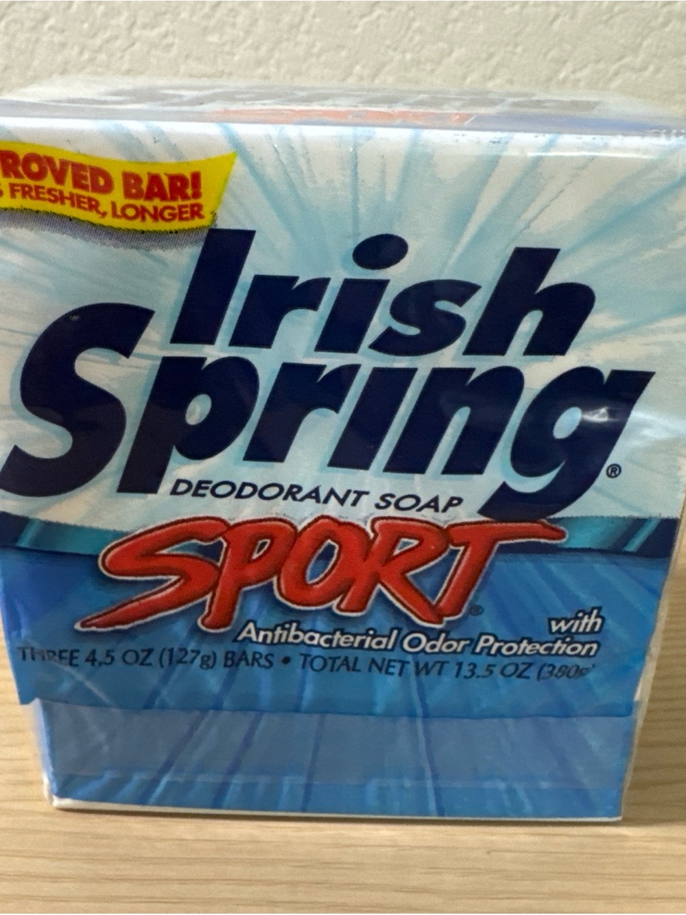 Irish Spring Sport Deodorant Bar Soap 4.5oz Each Bar 3-Pack Sealed Vintage New